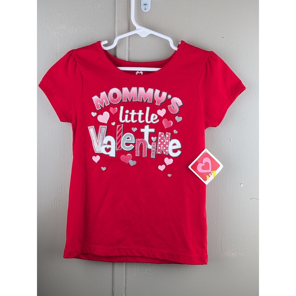 Celebrate It Girls Red Mommys Little Valentine Glitter Graphic T-Shirt 5T NWT